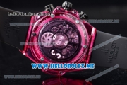 Hublot Big Bang UNICO Sapphire Red Miyota Quartz Sapphire Crystal Case with Skeleton Dial and Black Rubber Strap Stick/Arabic Numeral Markers