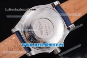 Breitling Avenger II GMT Swiss ETA 2824 Automatic Steel Case with Blue Dial Stick Markers and Blue Leather Strap