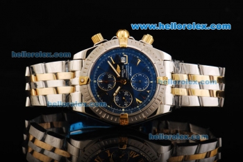 Breitling Chronomat Evolution Swiss Valjoux 7750 Automatic Movement Steel Case with Blue Dial and Two Tone Strap