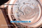 Longines Master Swiss ETA 2824 Automatic Rose Gold Case with White Dial Diamonds Markers and Brown Leather Strap (ZF)