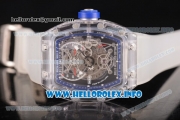 Richard Mille RM 56-01 Tourbillon Miyota 6T51 Manual Winding Sapphire Crystal Case with Skeleton Dial and Aerospace Nano Translucent Strap - Blue Inner Bezel