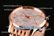 Omega De Ville Co-Axial Chronograph VK Quartz Movement Rose Gold Case and Strap with Silver Dial