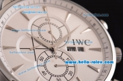 IWC Portuguese Chrono Japanese Miyota OS10 Quartz Steel Steel Case Stick Markers with Stainless Steel Strap and White Dial
