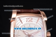 Parmigiani Kalpa Grande Clone Parmigiani PF331.01 Automatic Rose Gold Case with Silver/White Dial Stick/Arabic Numeral Markers and Brown Leather Strap