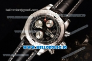 Breitling Super Avenger II 7705 Automatic Steel Case with Black Dial Arabic Numeral Markers and Genuine Leather Strap (GF)