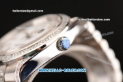 Rolex Day-Date II Swiss ETA 2836 Automatic Steel/Diamond Case with White Dial Diamond Bezel and Stick Markers