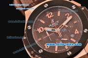 Hublot Big Bang Cappuccino Chronograph Miyota OS20 Quartz Rose Gold Case with Brown Rubber