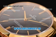 Omega De Ville Tresor Master Co-Axial Swiss ETA 2824 Automatic Yellow Gold Case with Black Leather Strap and Black Dial