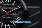 Cartier Ballon Bleu de Cartier Large Asia 2813 Automatic Carbon Case with Black Dial and Black Leather Strap Roman Numeral Markers