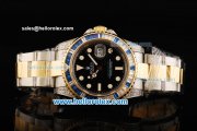 Rolex GMT Master II Swiss ETA 2836 Automatic Movement Black Dial with White Markers and Two Tone Strap