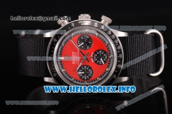 Rolex Daytona Vintage Edition Miyota Quartz Steel Case with Red Dial SilverMarkers and Black Nylon Strap (GF)