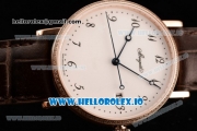Breguet Classique Japanese Miyota 9015 Automatic Movement Rose Gold White Dial and Arabic Numeral Markers Leather Strap (FF)