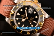 Rolex GMT-Master II Asia Automatic Steel Case with White Markers and Brown Nylon Strap