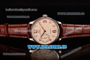 IWC Portugieser Hand-Wound Asia 6497 Manual Winding Steel Case with White Dial Brown Leather Strap and Rose Gold Arabic Numeral Markers