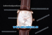 Parmigiani Kalpa Grande Clone Parmigiani PF331.01 Automatic Rose Gold Case with Silver/White Dial Stick/Arabic Numeral Markers and Brown Leather Strap