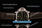 Panerai Luminor 1950 3 Days GMT PAM 535 Clone P.9000 Automatic Steel Case with Black Textured Dial Luminous Markers and Brown Leather Strap (KW)