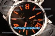 U-Boat Golden Crown Automatic Movement Steel Case with Black Dial and Black Rubber Strap-Orange Markers