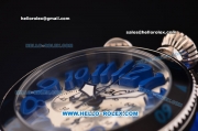 Gaga Milano Chrono 48 Miyota OS20 Quartz PVD Bezel with Silver Dial and Blue Numeral Markers - Blue Rubber Strap