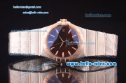 Omega Constellation Co-Axial Swiss ETA 2824 Automatic Steel Case with Rose Gold Bezel and Brown Dial-Stick Markers