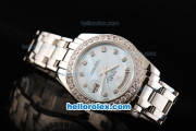 Rolex Day-Date Oyster Perpetual Chronometer Automatic Movement Light Blue MOP Dial with Diamond Bezel and Diamond Markers