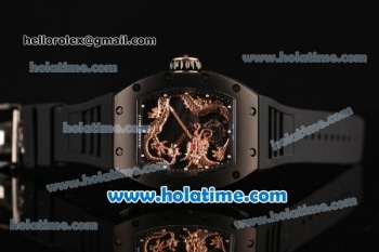 Richard Mille Tourbillon RM 057 Dragon Swiss ETA 2824 Automatic PVD Case with Black Rubber Strap and Rose Gold Dragon Dial - 1:1 Original