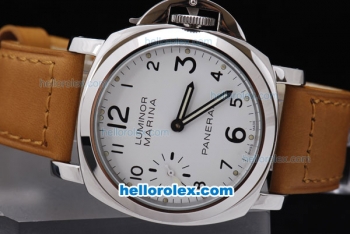 Panerai Luminor Marina PAM113E Manual Winding Stainless Steel Case with White Dial-Black Number Markes and White Bezel