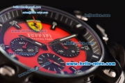 Ferrari Chrono Miyota OS20 Quartz Steel Case PVD Bezel with Black Rubber Strap and Red Dial