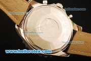 Breitling Chronospace Chronograph Quartz Steel Case and White Dial-Brwon Leather Strap