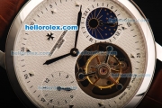 Vacheron Constantin Tourbillon Swiss Manual Winding Movement Steel Case with White Dial and Moon Phase