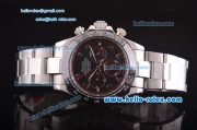 Rolex Daytona Automatic 7750 Coating Steel Case and Strap with Black Dial - Silver Arabic Numeral Markers