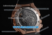 Audemars Piguet Concept Miyota Quartz Rose Gold Case with Skeleton Dial and Grey Rubber Strap Stick/Arabic Numeral Markers (EF)