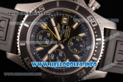 Breitling Superocean Chronograph II Swiss Valjoux 7750 Automatic Steel Case with Black Dial Black Rubber Strap and Yellow Sceond Hand