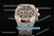 Audemars Piguet Royal Oak Chronograph Swiss Valjoux 7790 Automatic Steel/Diamonds Case with Black Dial Diamonds Bezel and Stick Markers (EF)