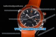 Omega Seamaster Planet Ocean 600M Co-Axial Chronograph Clone Omega 9300 Automatic Steel Case with Black Dial Stick Markers and Orange Rubber Strap (EF)