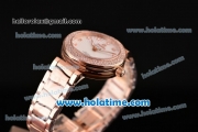 Omega De Ville Ladymatic Swiss ETA 2824 Rose Gold Case Rose Gold Bracelet with Diamond Bezel and White Dial