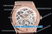 Hublot Classic Fusion Skeleton Asia Automatic Rose Gold Case with Skeleton Dial and Black Leather Strap