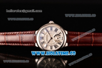 Cartier Ballon Bleu De Small Swiss Quartz Steel Case with White Dial Black Roman Numeral Markers and Brown Leather Strap