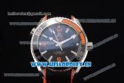 Omega Seamaster Planet Ocean 600M Clone Omega 8900 Automatic Steel Case with Black Dial and Black/Orange Rubber Strap Orange Arabic Numeral Markers (EF)