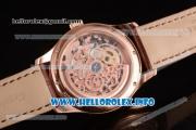 Patek Philippe Complicated Skeleton Asia Automatic Rose Gold Case with Skeleton Dial and Brown Leather Strap (GF)