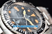 Rolex Submariner Vintage Asia 2813 Automatic Steel Case with Black Dial Orange Dots Markers and Steel Bracelet