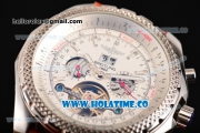 Breitling for Bentley Tourbillon Skeleton Automatic with White Dial and White Bezel-Brown Leather Strap