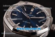 Audemars Piguet Royal Oak 41MM Miyota 9015 Automatic Steel Case with Diamonds Bezel Blue Dial and Stick Markers (EF)