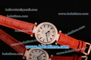 Franck Muller Ronde Miyota Quartz Rose Gold Case with Colorful Stick Markers Diamond Bezel and Red Leather Bracelet