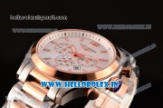 Longines Conquest Classic Chrono Miyota OS20 Quartz Two Tone with White Dial and Rose Gold Bezel