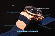 Ulysse Nardin Maxi Marine Chronograph Swiss Valjoux 7750 Automatic Rose Gold Case with Blue Dial and Blue Rubber Strap