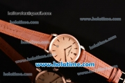 Vacheron Constantin Malte Miyota Quartz Rose Gold Case with Brown Leather Bracelet Orange Dial and Stick Markers