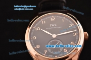IWC Portuguese Swiss ETA 2836 Automartic Rose Gold Case with Black Dial and Numeral Markers
