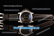 Panerai L'Astronomo Luminor 1950 Tourbillon Moon Phases Equation Of Time GMT Asia Automatic Steel Case Black Dial With Stick/Arabic Numeral Markers Black Leather Strap Panerai L'Astronomo Luminor 1950 Tourbillon Moon Phases Equation Of Time GMT Asia Automatic Steel Case Black Dial With Stick/Arabic Numeral Markers Black Leather Strap