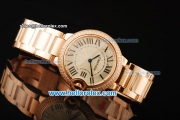 Cartier ballon bleu de Cartier Swiss Quartz Movement Rose Gold Case and Strap with Diamond Bezel and Black Roman Numerals