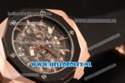 Hublot Classic Fusion Aerofusion Chronograph Orlinski Japanese Miyota OS20 Quartz Rose Gold Case with Black Dial Stick Markers and Black Rubber Strap